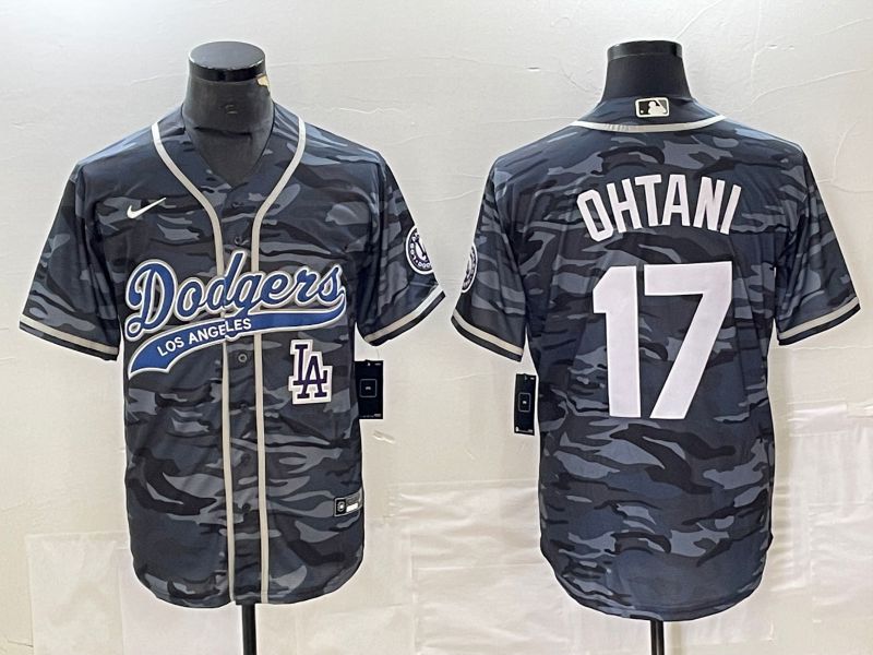 Men Los Angeles Dodgers #17 Ohtani Camo Nike Game MLB Jersey style 3